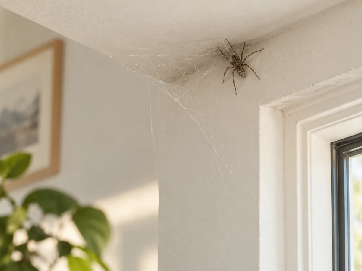 Araignée domestique dans l’angle d’une pièce