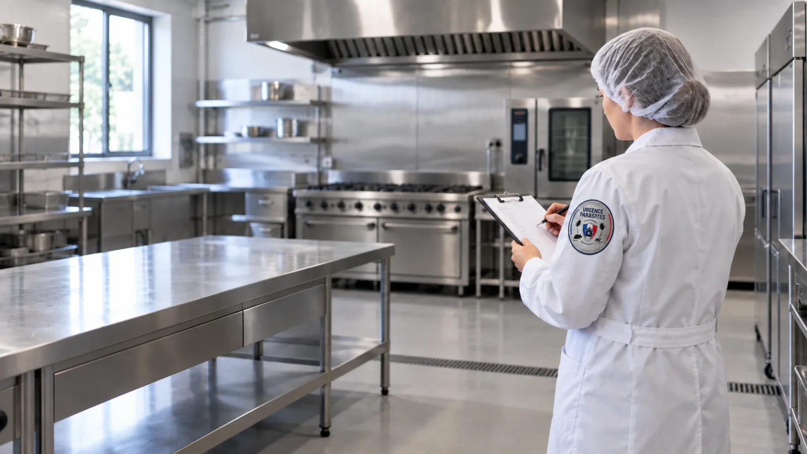 Contrôle dans une cuisine professionnelle en inox