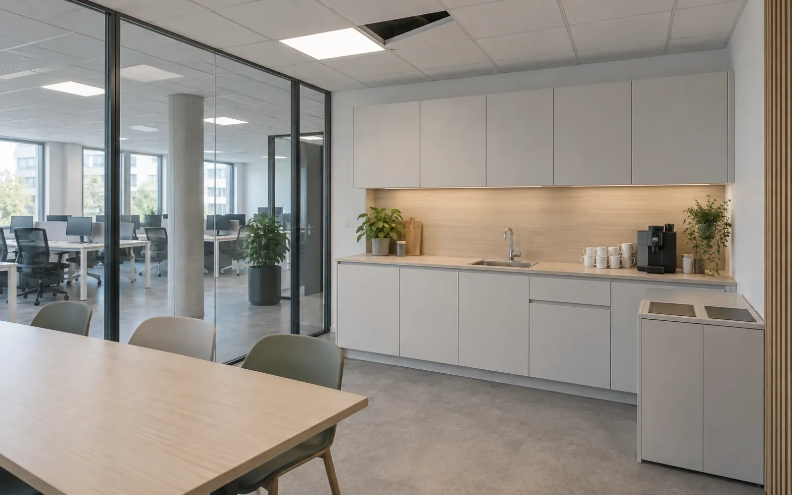 Espace de restauration partagé d’un plateau de bureaux