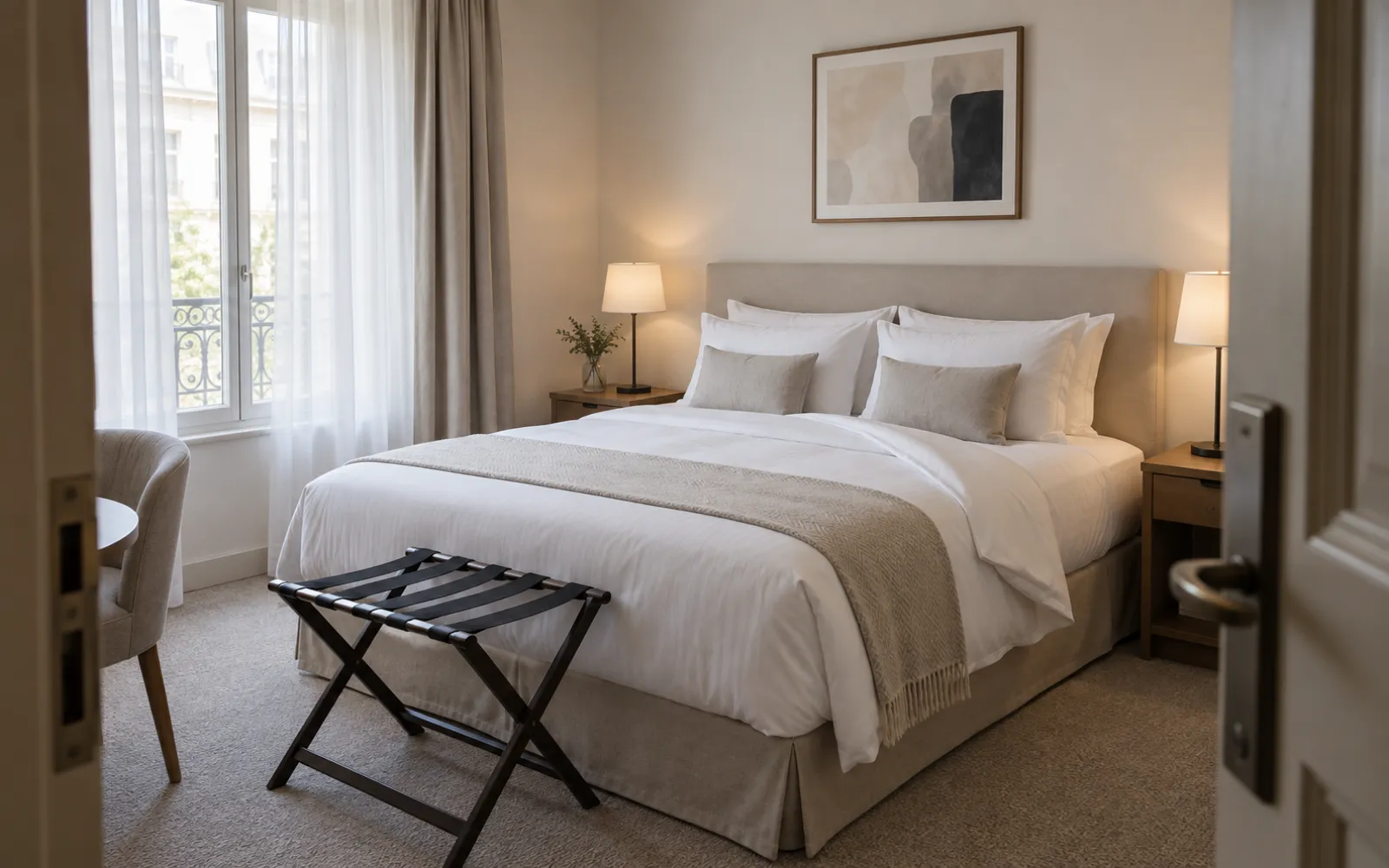 Chambre d’hôtel préparée et prête à être occupée